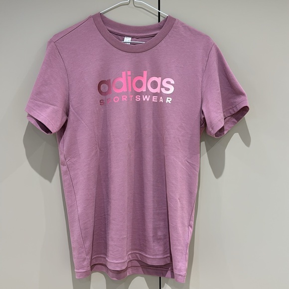 “Cute Pink Adidas Logo Tee – Size Small, Stylish & Comfy!”Cotton! - Picture 3 of 4